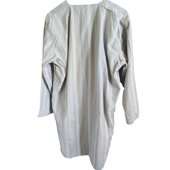 Savile Row Collarless Long Sleeve Shirt/Sleepshirt  Pima Cotton Blue Mens Medium - Picture 2 of 3